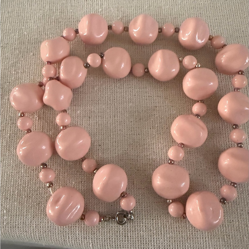 Classic Pink Bead Necklace - Women's Jewelry - Picture 4 of 4